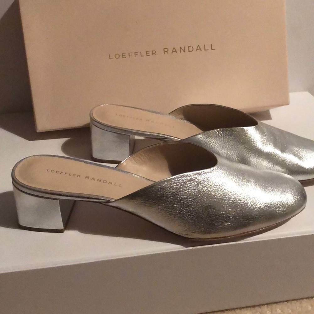 Loeffler Randal Lulu mules silver 8.5